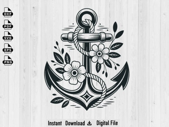 Floral Anchor SVG, Silhouette Cut Files Review