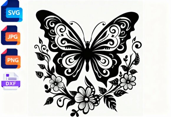Floral Butterfly SVG Cut File Black Review