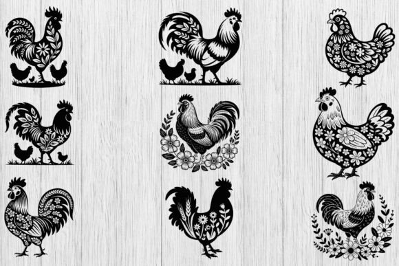 Floral Chicken SVG Bundle,Floral Chicken