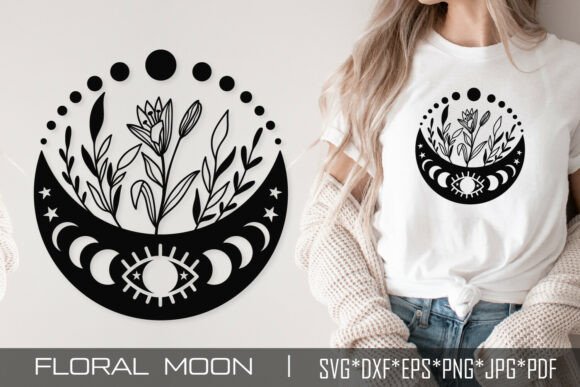 Floral Moon SVG Crescent Mystic Eye Review