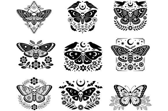 Floral Moth Svg,Floral Moth Skull Bundle Review