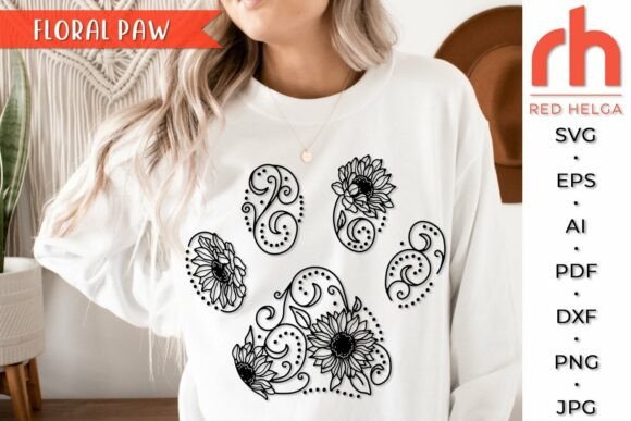 Floral Paw SVG, Sunflower Footprint DXF Review