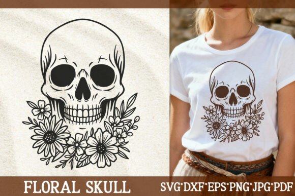 Floral Skull SVG Boho Skeleton PNG Review