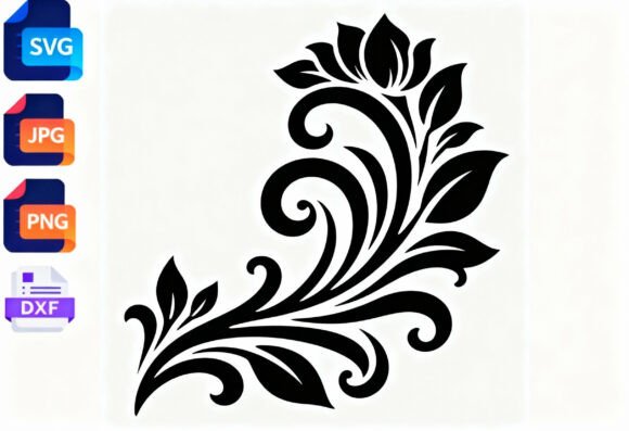 Floral Swirl SVG Cut File Black Elegant Review