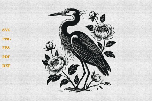 Heron with Flower SVG Floral Heron SVG Review
