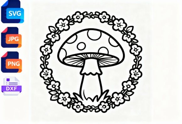 Mushroom Floral Wreath SVG Cut File Review